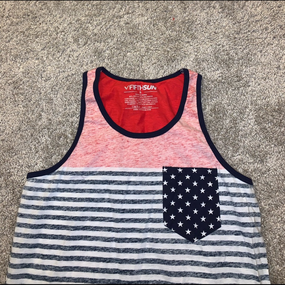 Fifth Sun Red & Gray Striped Tank top size S - Picture 3 of 6